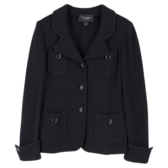 St. John Caviar knit black jacket in EXCELLENT condition - Picture 3 of 7